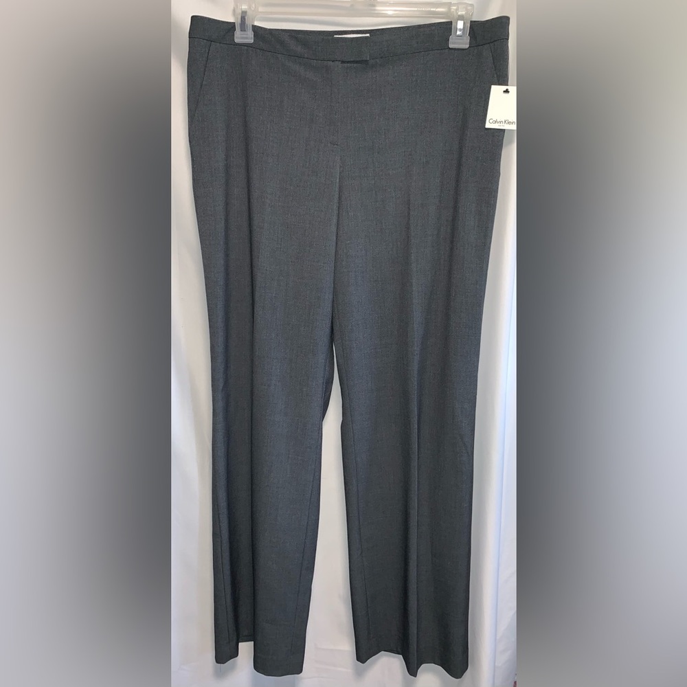 NWT Calvin Klein Classic Fit Charcoal Gray Wide Leg Pants Size 14